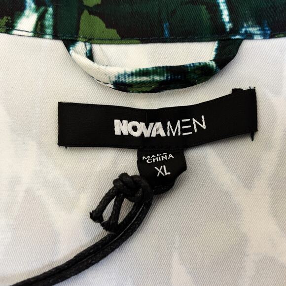 Nova Men Snap Up Savannah Shirt Mens XL Green Jungle Forest Canvas Vacay Casual - Picture 3 of 9